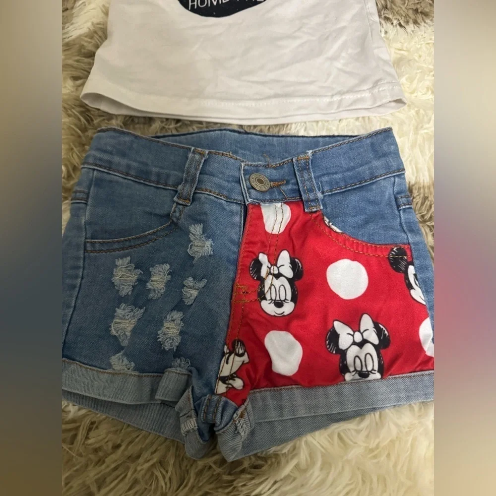 Minnie Mouse T-Shirt and Denim Shorts Set 6-12 months